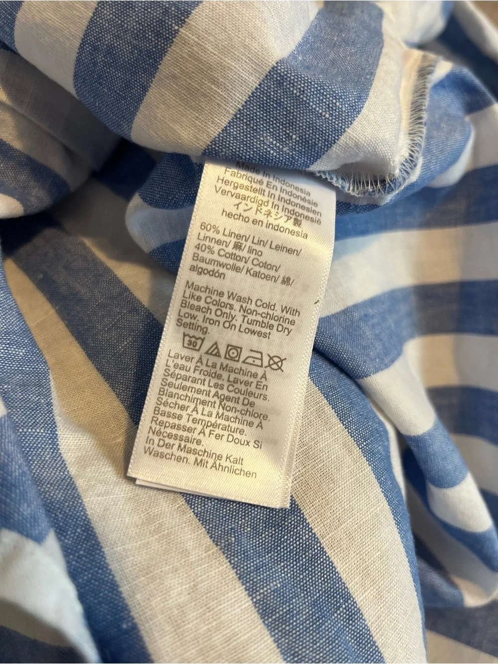 J.Crew Blue & White Striped Linen Blend Button-Up Shirt Size Medium